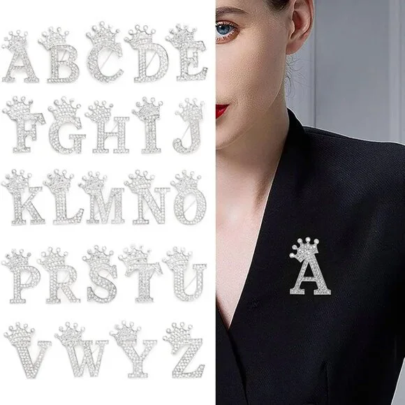 Brooches and Pins for Women Initial Brooch Pin Bag Charms Rhinestone Brooches fo - Picture 2 of 8